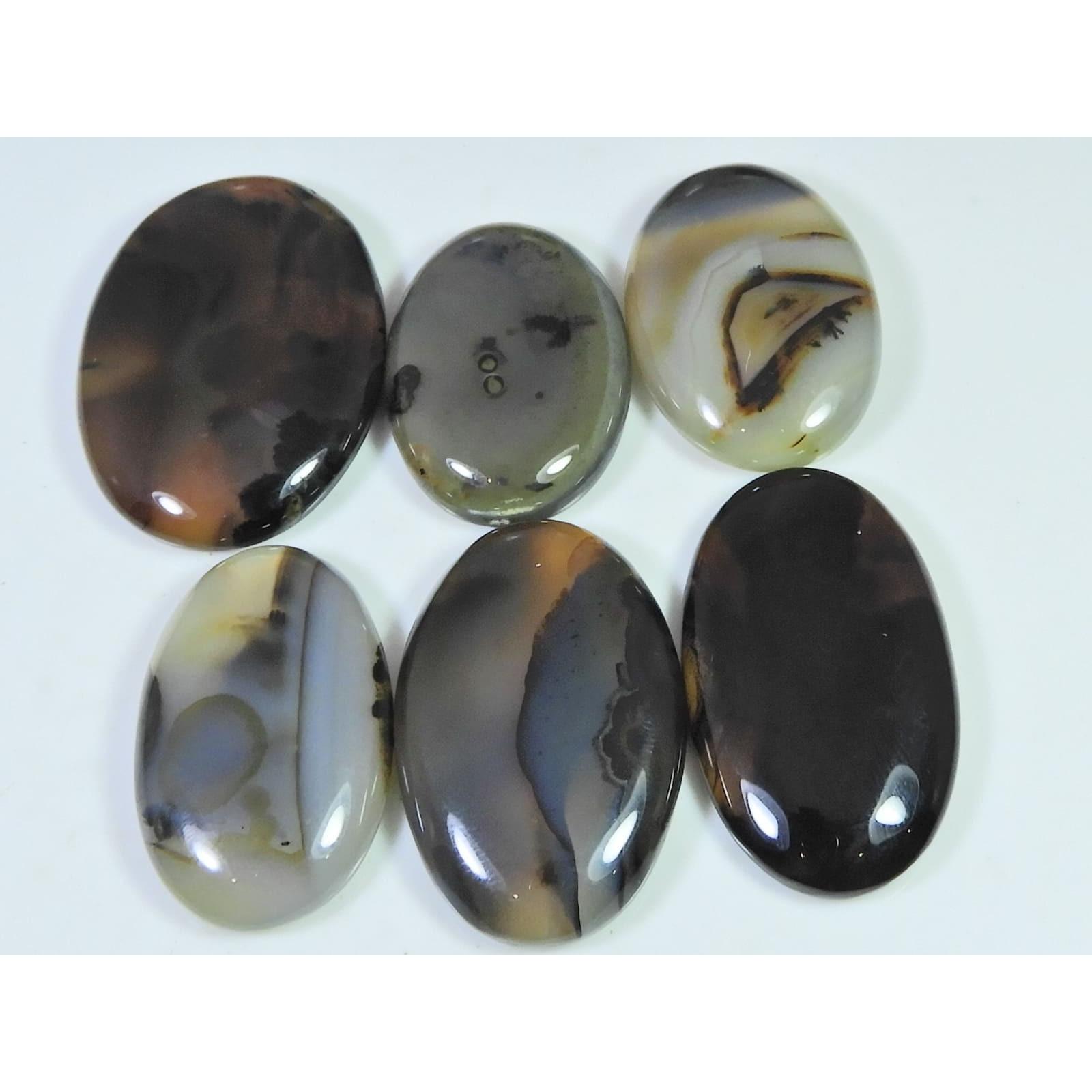 

06Pcs Natural Montana Agate Oval Cabochon Loose Gemstone 230Cts. Lot C-488