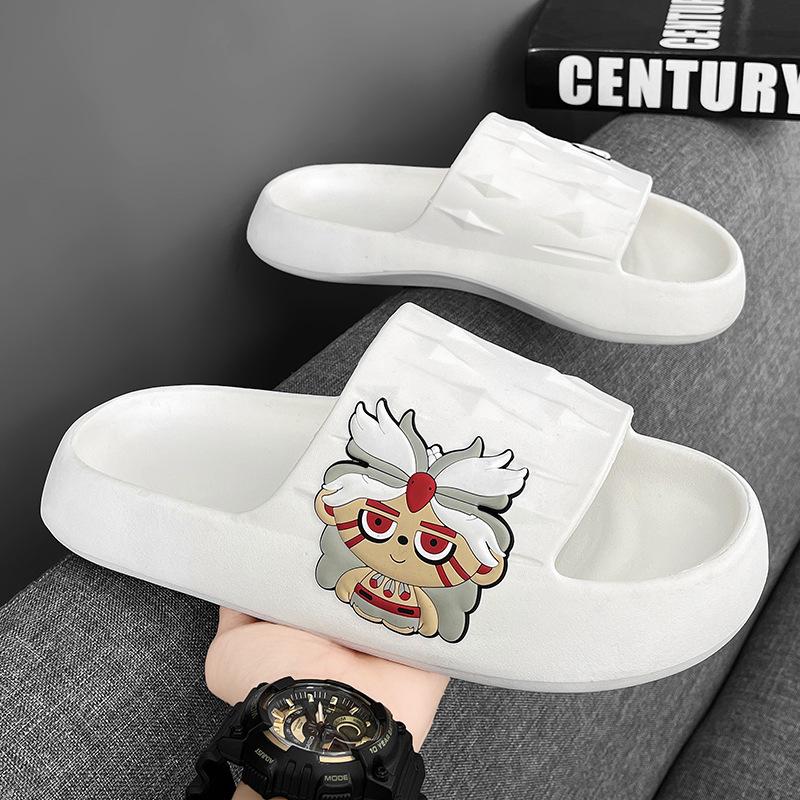 

Slippers men s summer trend thickened bottom cartoon couple heightening home indoor non-slip Internet celebrity deodorant drag 45 білий