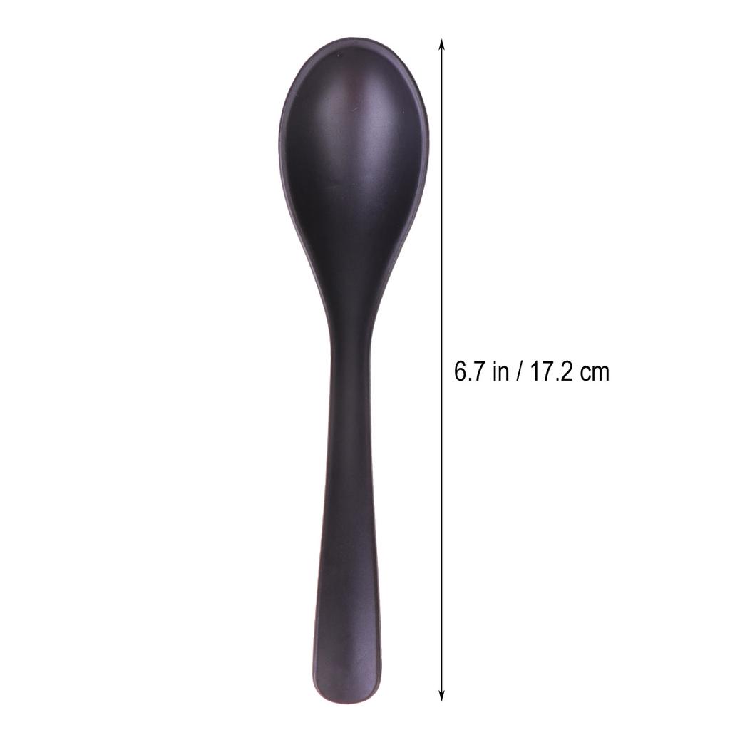 6Pcs Black Matte Soup Spoon Ecofriendly Melamine Tableware for Everyday Use Home Restaurant Spoon Tableware