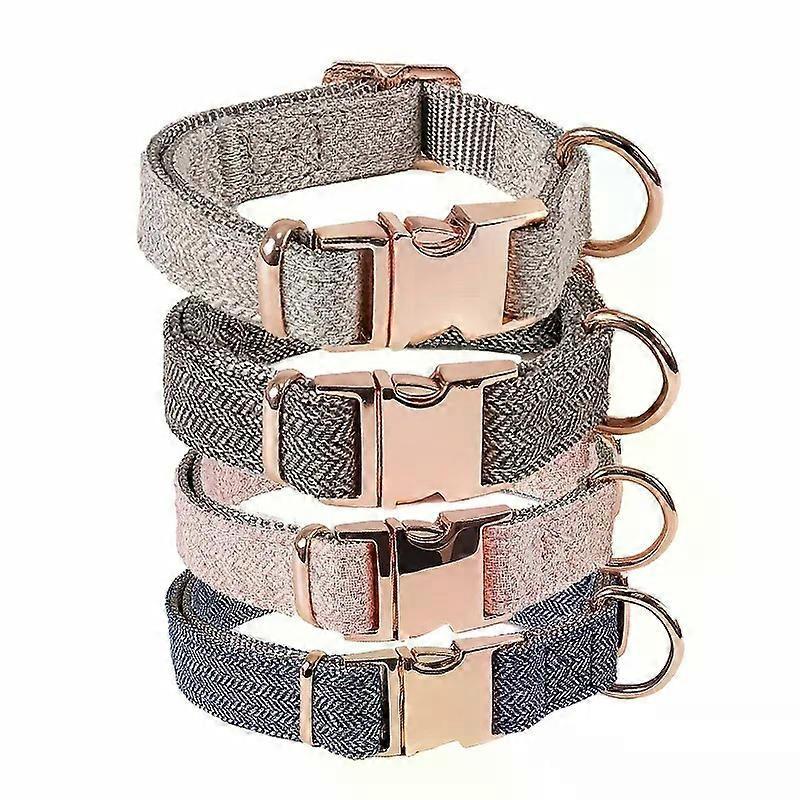 Elegant Style Twill Fabric Pet Collar With Rose Gold Buckle, Multiple Colors And Sizes AvailablePet Leashes