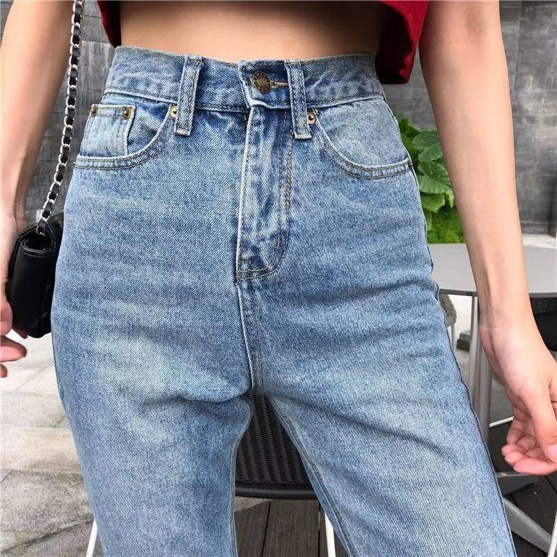 Retro Hong Kong Style High-Waisted Flared Denim Pants - Women's Slim Fit for Spring & Autumn
