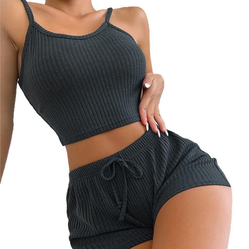 Dámský sexy módní tílko a úzké šortky Jednobarevná sada