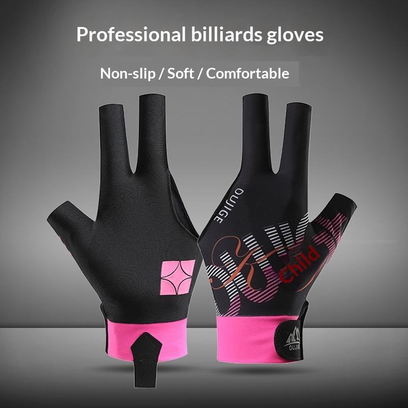 Hand Billiards Gloves Non Slip Left Hand Three Fingers Glove Portable Breathable Elastic Snooker Billiard Glove