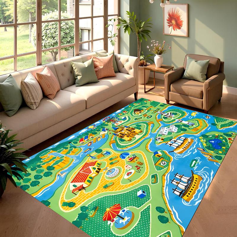 

Kids City Road Map Play Rug,Interactive Traffic Car Track Carpet,Non-Slip Washable Play Mat for Toddler Bedroom Area Rug Home 50cm x 80cm