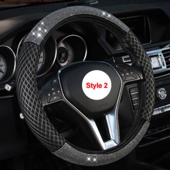 Universal Car Steering Wheel Cover Wrap Rhinestones For Woman Girl Lovely Cute