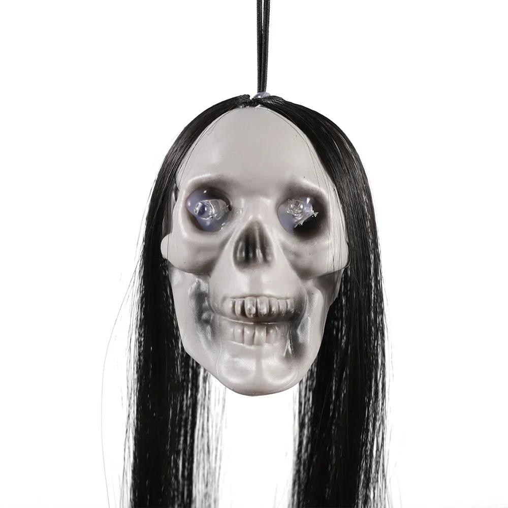 New Halloween Hanging Long Hair Ghost Skeleton LED Light-emitting Horror Skeleton Ghost Bar Haunted House Decoration Props