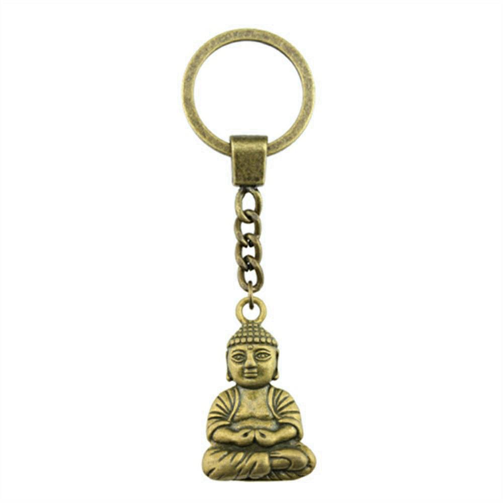 Chiefs Pharaohs Buddha Spiritual Amulet Pendant Antique Bronze Metal Keychain with 30mm Ring for Couples
