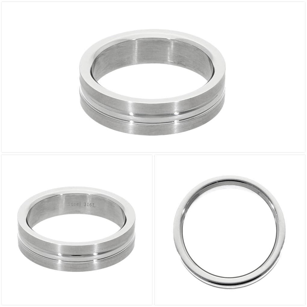 [Shinjuku Gin no Kura] Slit Line Ring, Size 25, Men's, Stainless Steel, Simple
