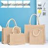 Durable Multi-Size Solid Color Linen Tote Bag - Hand-Painted Design