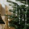 Christmas Tree Crystal Decoration Iridescent Clear Acrylic Snowflake Hanging Ornaments with Drop Pendants for Xmas Tree Winter Party Decoration