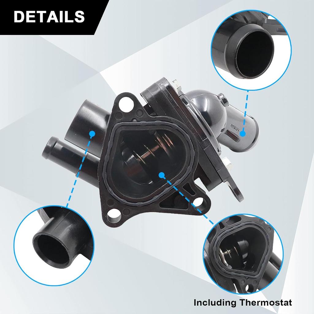 SecosAutoparts Coolant Thermostat Housing, Fit For Honda Civic 2002-2005 2.0L, CR-V 2002-2006 2.4L, Fit For Acura RSX 2002-2006 2.0L L4, Replace#