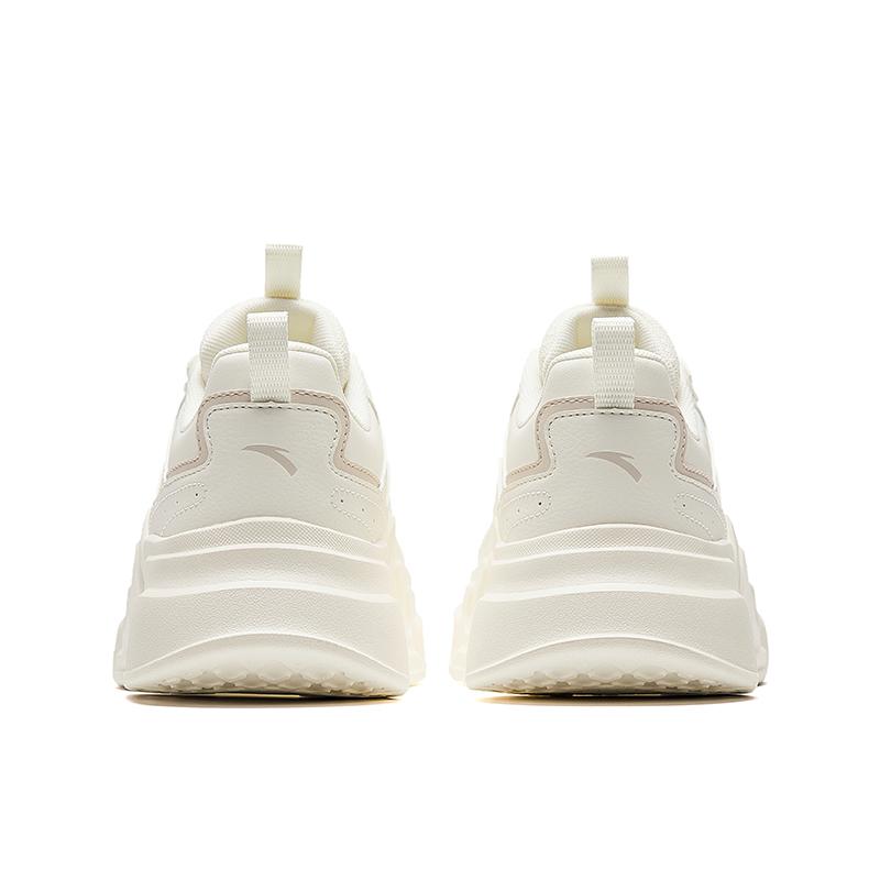 Anta Leather Rabbit Shoes Casual Shoes Winter Thick Sole Height Increasing Low Top Sneakers Women Sneakers Ivory Gray 922328816-5