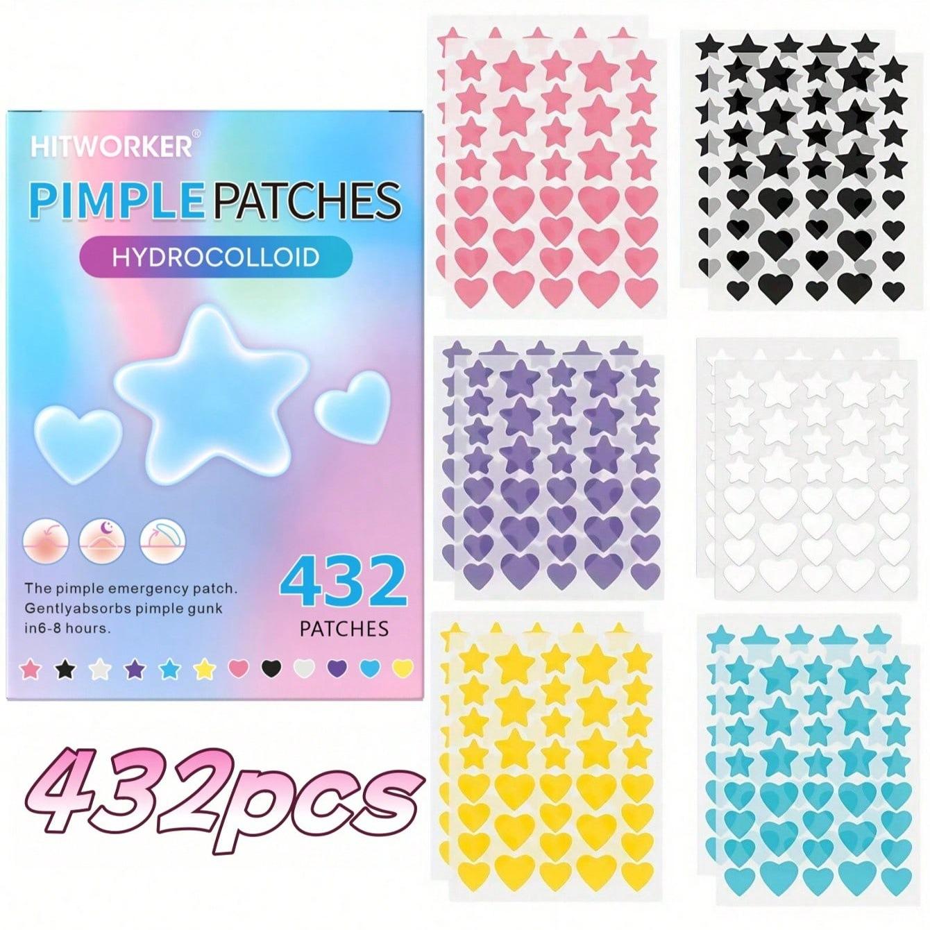 

432pcs Cute Colorful Star Pimple Stickers – Fun Hydrocolloid Acne Covers, Invisible Face Patches for Daily Skincare