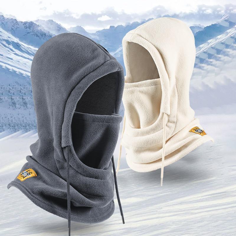Balaclava d'hiver Capuche en tricot Unisexe Masque chaud coupe-vent avec cordon de serrage Casque de moto pour le ski et le froid Bonnet chaud en tricot