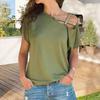 Damen T-Shirt Schräger Kragen Asymmetrisches Off-Shoulder Design T-Shirt Einfarbige Lockere Passform Sommer Lässiger Pullover Oberteile Tägliche Kleidung