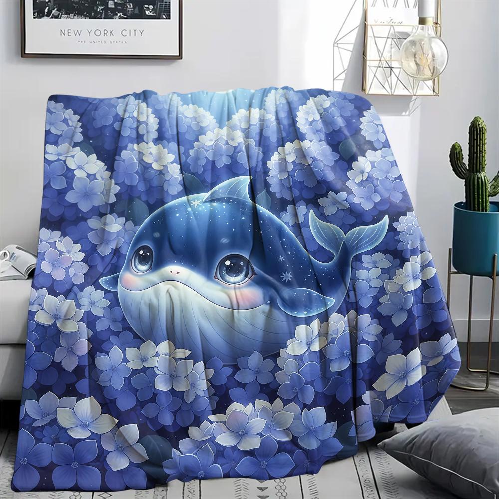 1Pc Cartoon Print Flannel Blanket, High Quality Comfortable for All Seasons, Home Decor, Warmth and Comfort, Perfect for Christmas Birthday Gift