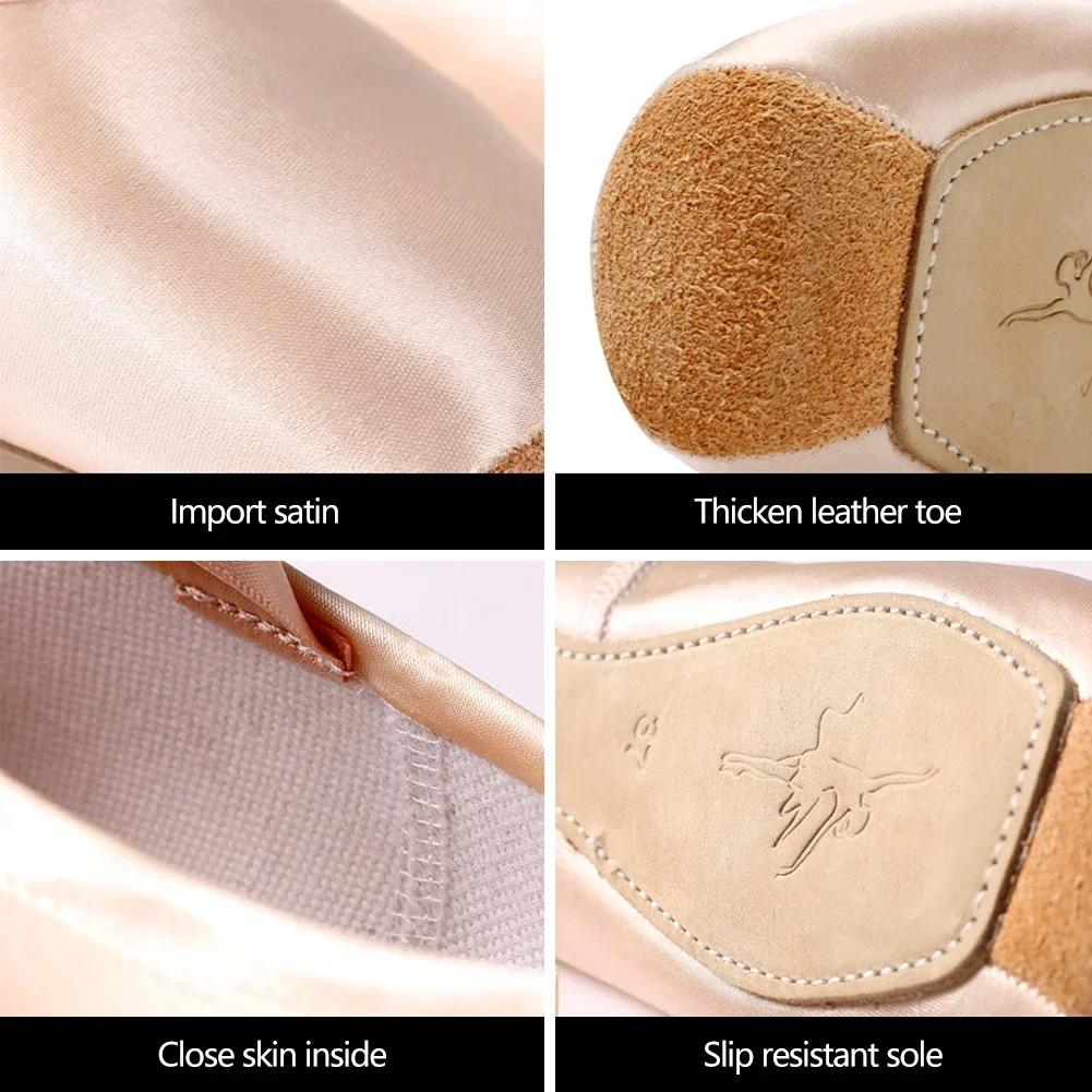 Professional Ballet Pointe Shoes Girls Women Ladies Satin Ballet Shoes With Ribbons