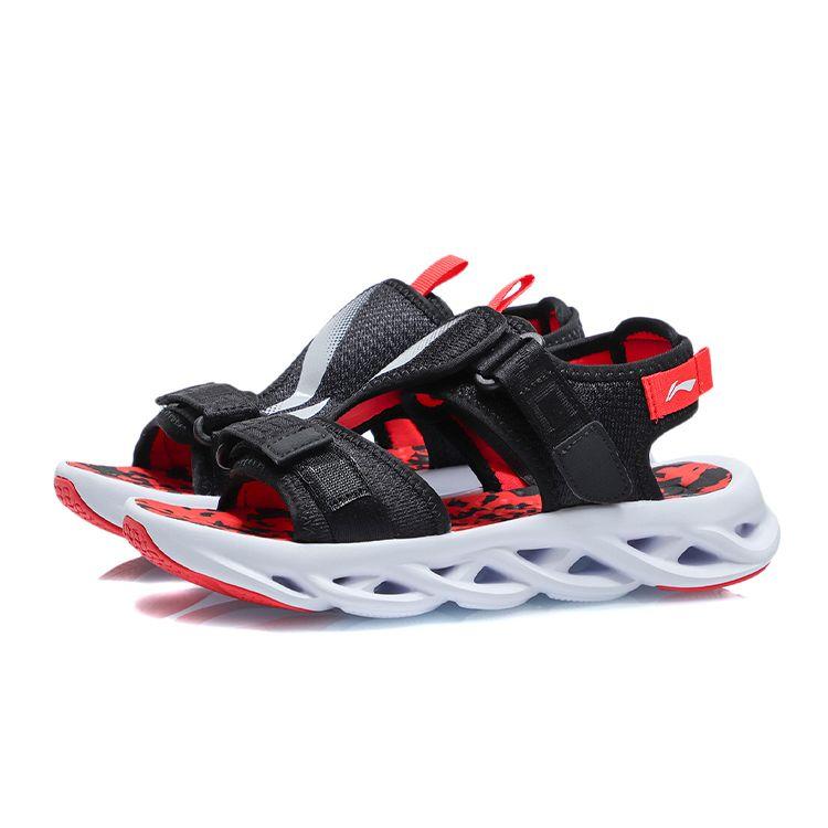 Li Ning Kids Arc Shock Absorbing Sandals Kids sandals Black Red YKUR006-1