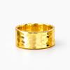 925 Sterling Silver Hammered Ring with Yellow Gold Finish | Minimalist Wide Band Statement Ring for Men Women