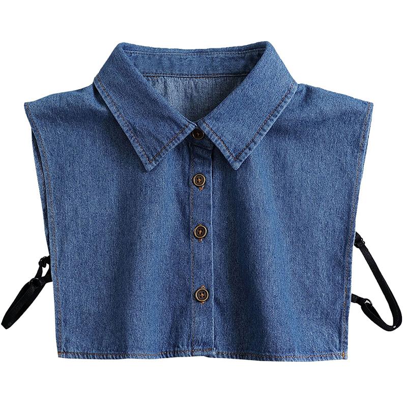 Denim Women's Shirt Fake Collar Classic Denim Shirt Collar Detachable Versatile Autumn Winter Sweaters Decor Collars Accessories