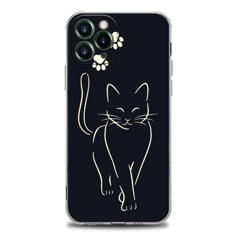 Funny Cute Cat Line Art Clear Phone Case for Apple iPhone 14 11 12 13 Pro Max 7 8 SE XR XS X Max 6 6s Plus Soft Silicone Cover
