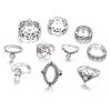 Dazzling Opal Diamond Crescent 10-Piece Joint Ring Combination Set
