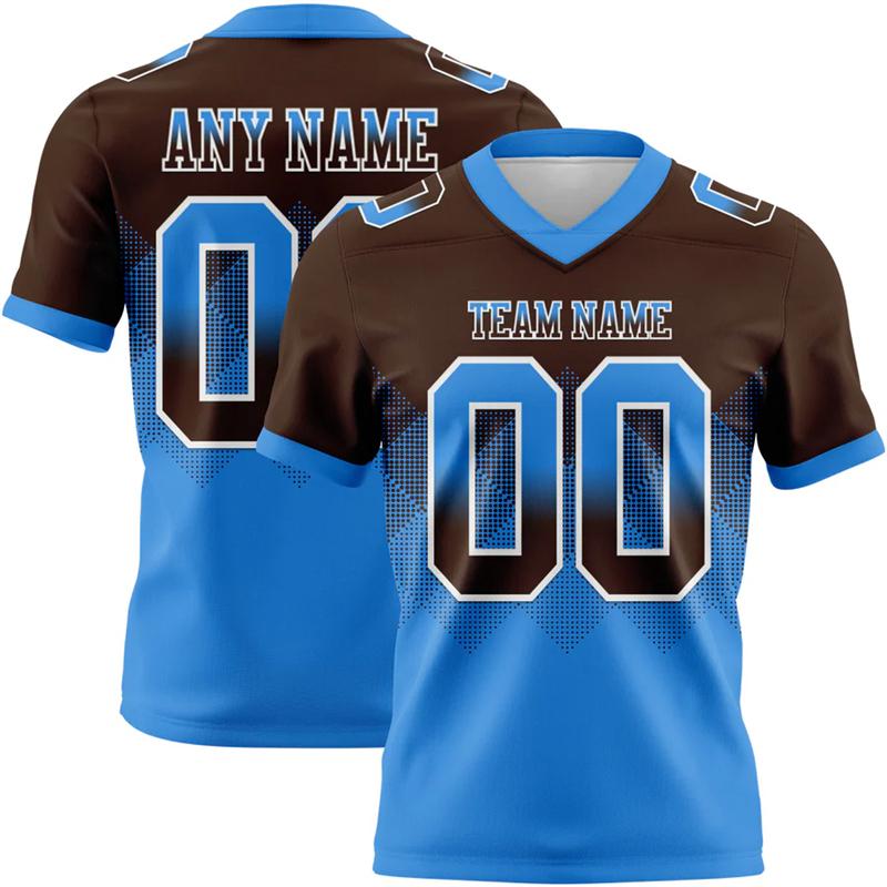 Gradient Brown Color Football T Shirts For Men Custom Name Team Name Number Rugby T-shirts Casual Oversized Sports Team Uniforms