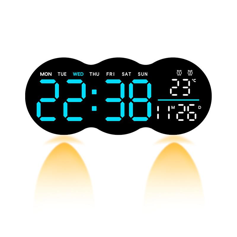 New Living Room Wall Clock Digital LED Electronic Clock with Lighting Multi-function Alarm Clock Temperature with Remote Control 2808