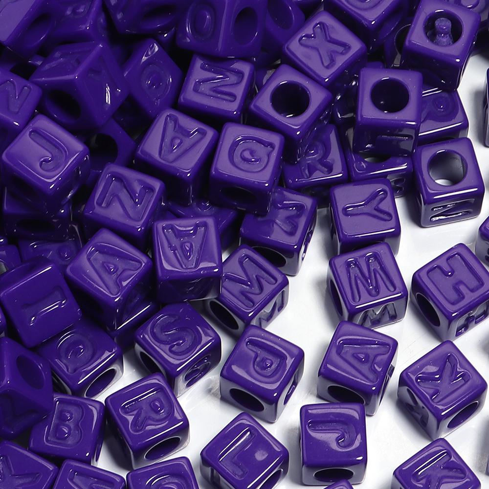 50pcs/lot 12mm Acrylic Square Alphabet Beads Solid Color Large Hole Loose Letter Beads For DIY Handcraft Bracelet Necklace