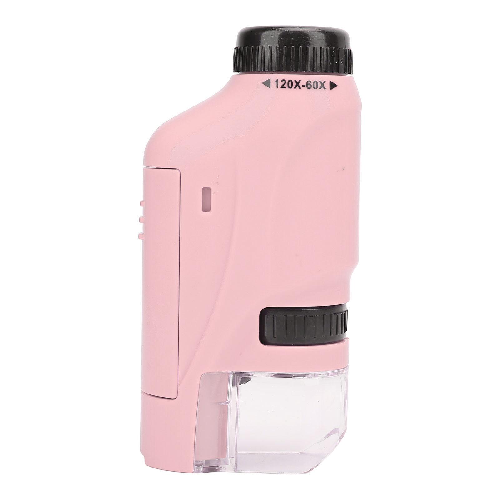 

Дитячий ручний мікроскоп Портативний міні-мікроскоп високої чіткості на батарейках для учнів Pink