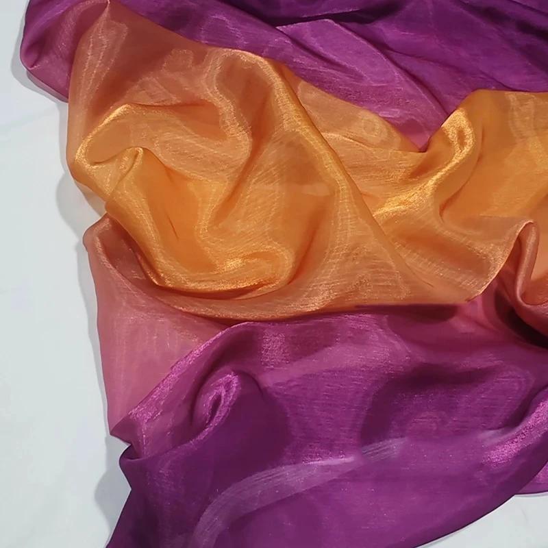 Wide 150cm Shiny Gradient Organza Fabric Glossy Thin Gauze Voile Fabric Diy Sewing Dress Hanfu Stage Costume Crafts Background