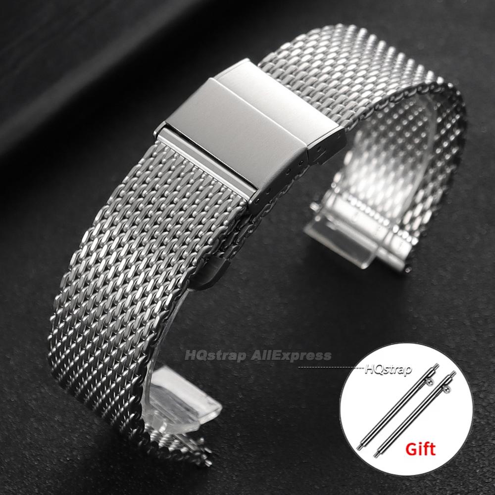 Stal Nierdzewna Pasek do Zegarka 20mm 22mm 1.0 Mediolański Magnetyczna Klamra Pasek Matowy Polerowany Siatkowy Bransoleta Uniwersalny Premium Opaska na Nadgarstek