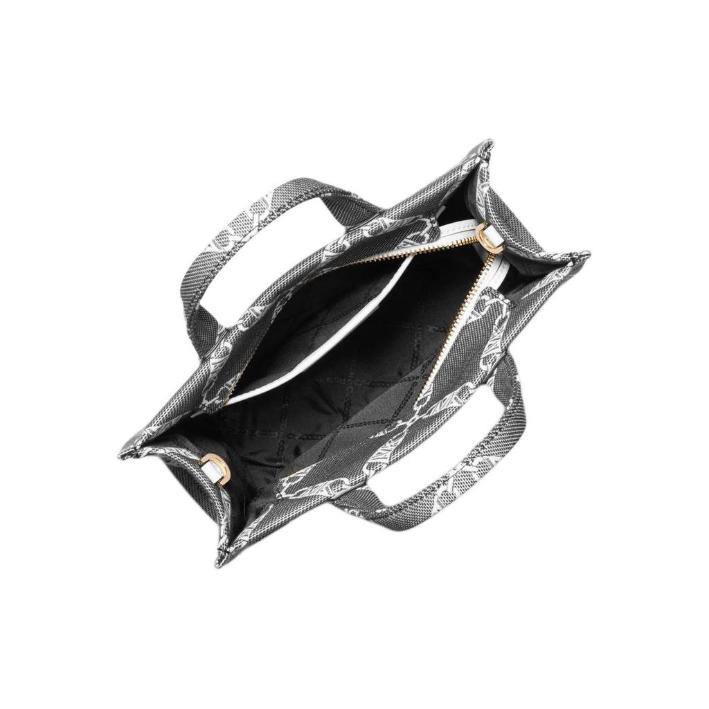 Michael Kors Gigi Diamond Pattern Logo Fabric Tote Bag Women Tote Bags Black 30S4G3GM5J-BLK-OPTICWHT