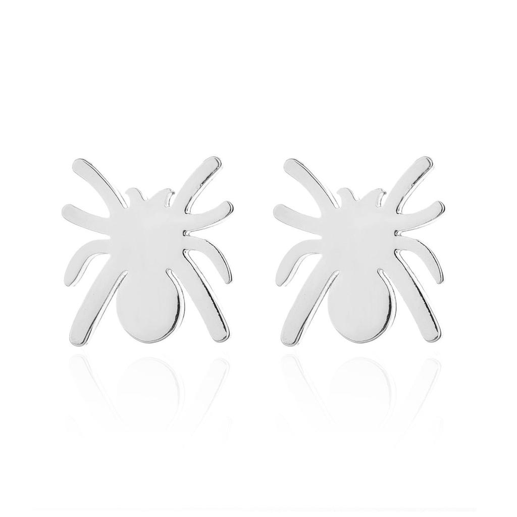 18K Gold-Plated Stainless Steel Spider Stud Earrings - Halloween Insect Design
