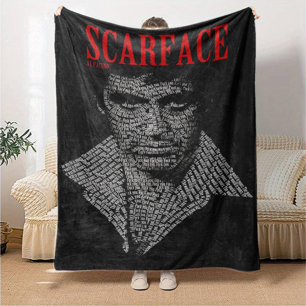 1pc Scarface Al Pacino Soft Flannel All Season Throw for Home, Office, Outdoor UseDurable Comfort Soft Warm Throw for Home