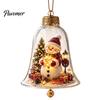 Christmas Gift for Family Friends 3D Bell Ornament, Winter Scene Clear Decoration with Santa Snowman Reindeer Decorative Spheres Angel Tree