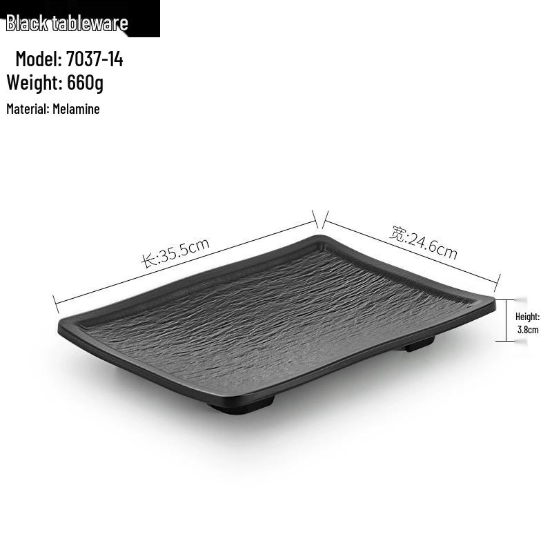 Melamine BBQ Rectangular Side Dish Plate - Imitation Porcelain Plastic, Creative Serving Plate, Drop-Resistant for Hot Pot & Barbecue Restaurants