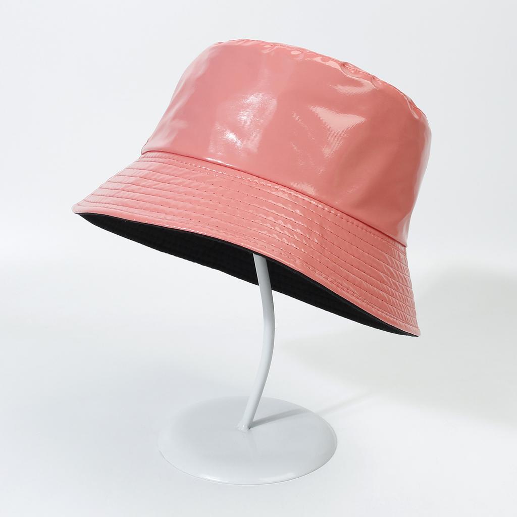 Faux Leather Reversible Bucket Hat Fashion Waterproof Fisherman Hats For Men Women Gold Silver Black Fishing Cap Sun Hat