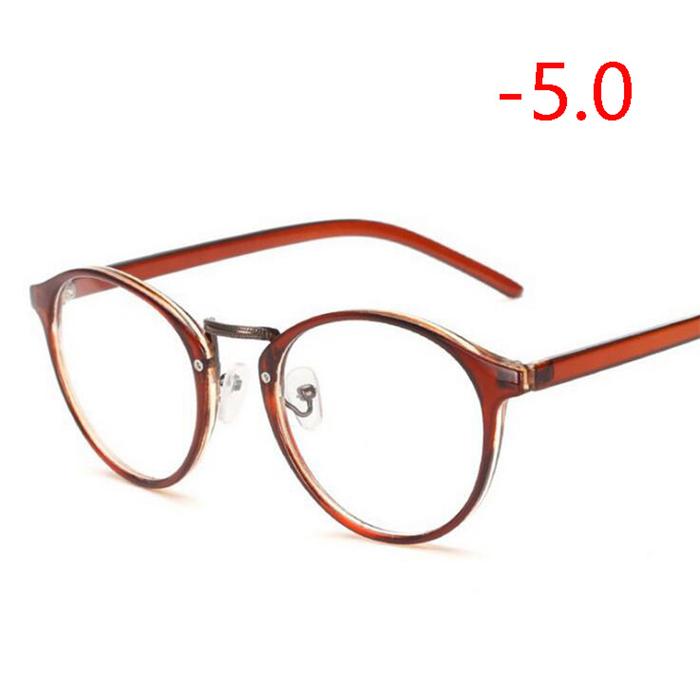 Retro Runde Brille Männer Frauen Ultraleicht Myopie Brillen Myopiebrillen fertig -1 -1,5 -2 -2,5 -3 -3,5 -4 -4,5 -5 -6