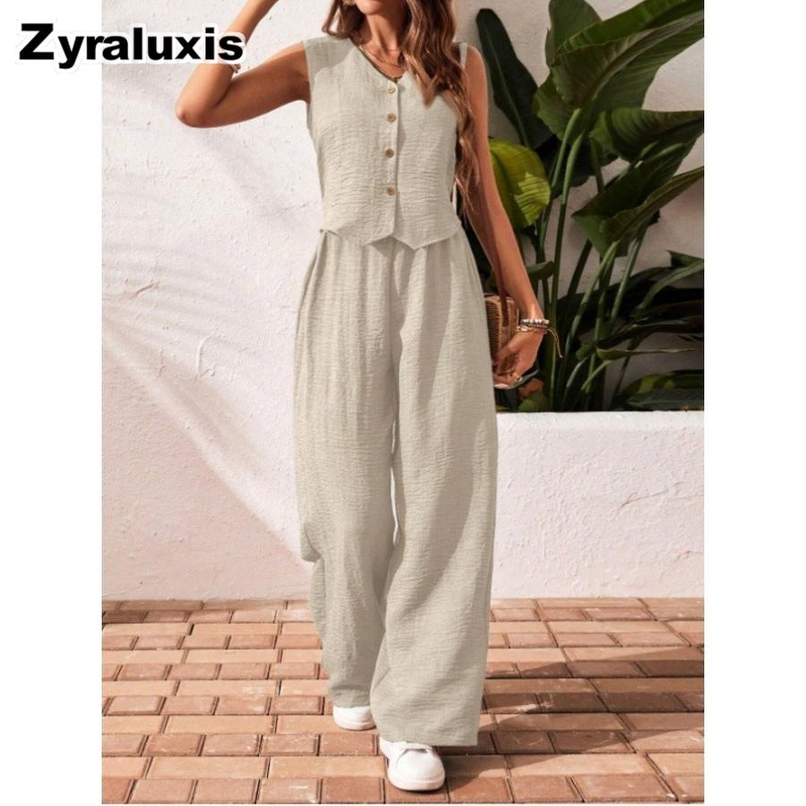 Linen Vest and Pants Set V-Neck Waistcoat Old Money Style Linen Suit