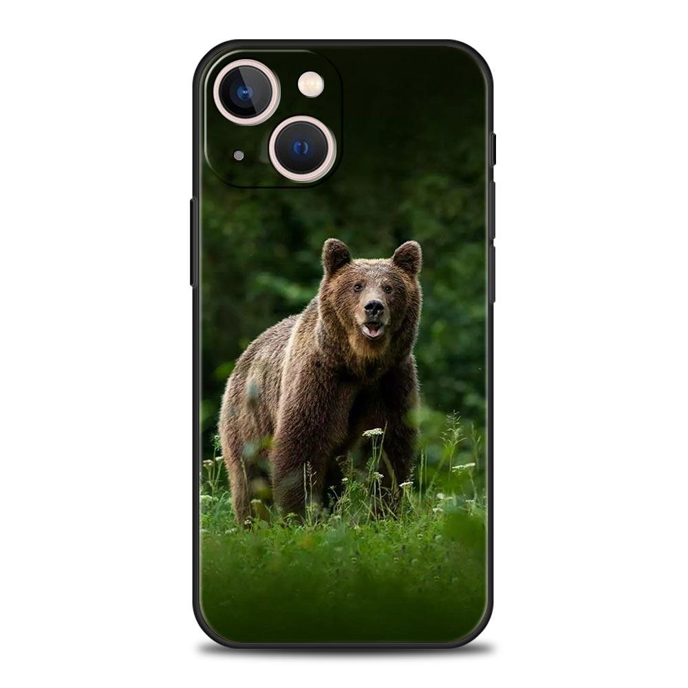 Lustige Just Relax Brown Bear Luxus-Telefonhülle für iPhone 13 15 14 12 11 Pro MAX XR X SE XS 7 8 Plus Weiche schwarze Silikonhülle