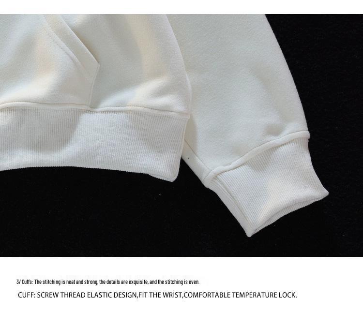 Damen Vintage Bestickter Hoodie: Herbst/Winter, Übergröße, Dick, Locker geschnitten, Trendiges Paarsweatshirt