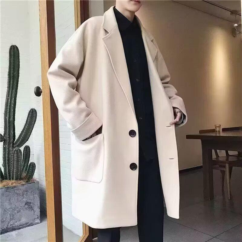 New Spring Fashion: Men's Casual Mid-Length Single-Breasted Trench Coat