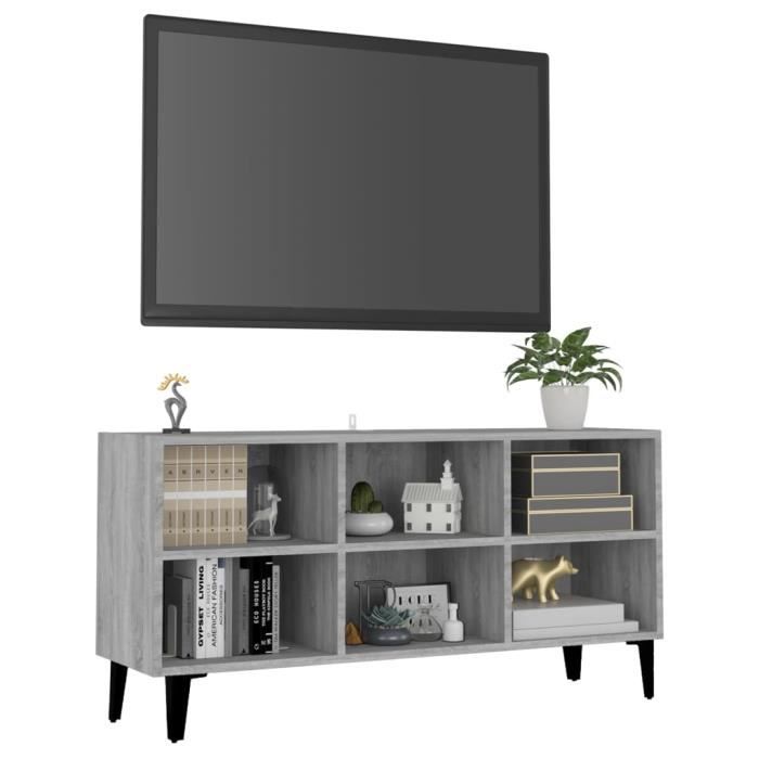 VidaXL Meuble TV avec pieds en métal Sonoma gris 103,5x30x50 cm
