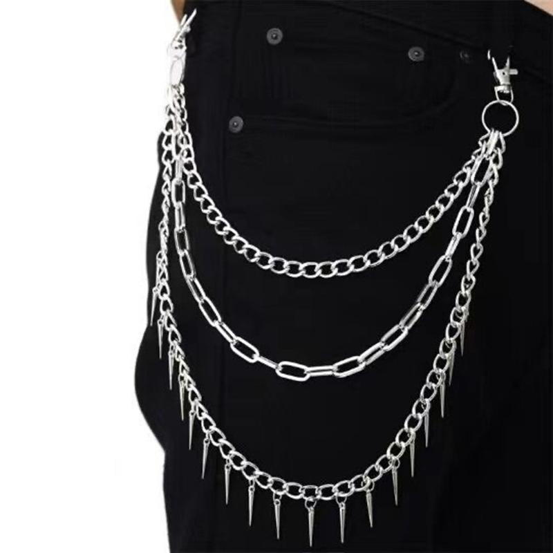 

Layer 3 Punk Chain On The Jeans Pants Women Spike Keychains for Men Egirl eBoy Harajuku Grunge Aesthetic Accessories