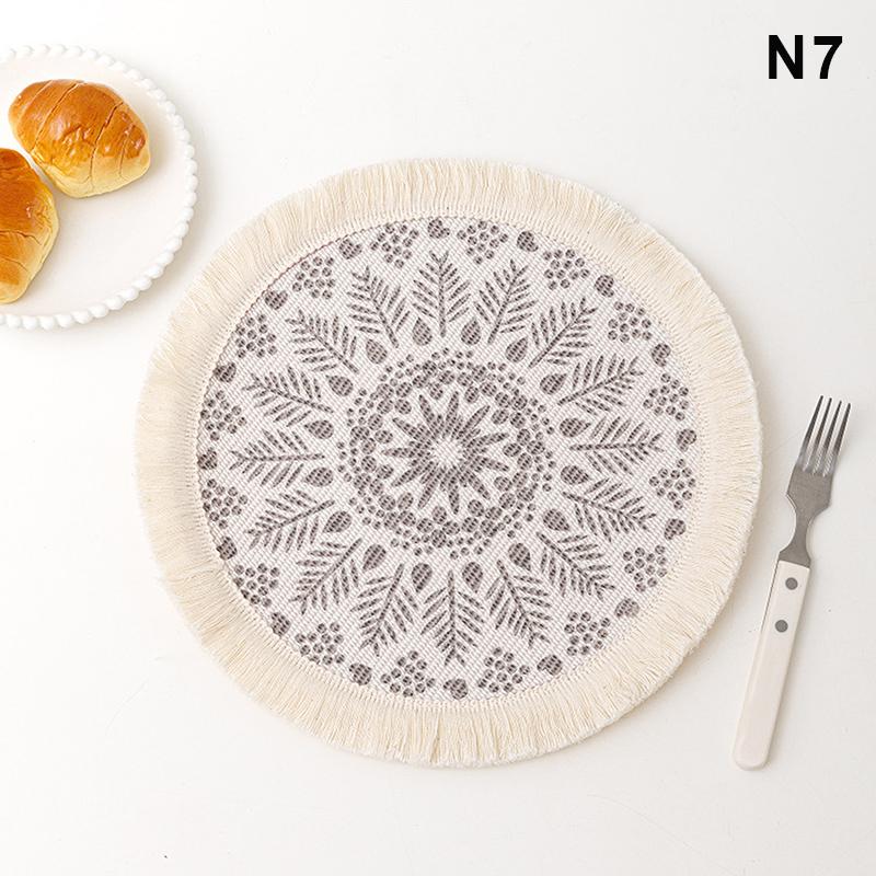 M-Round Placemat Cotton Tassel Antiskid Dining Table Mat Absorbent Insulation Dish Pad Desk Decoration And Accessories Plate Mug