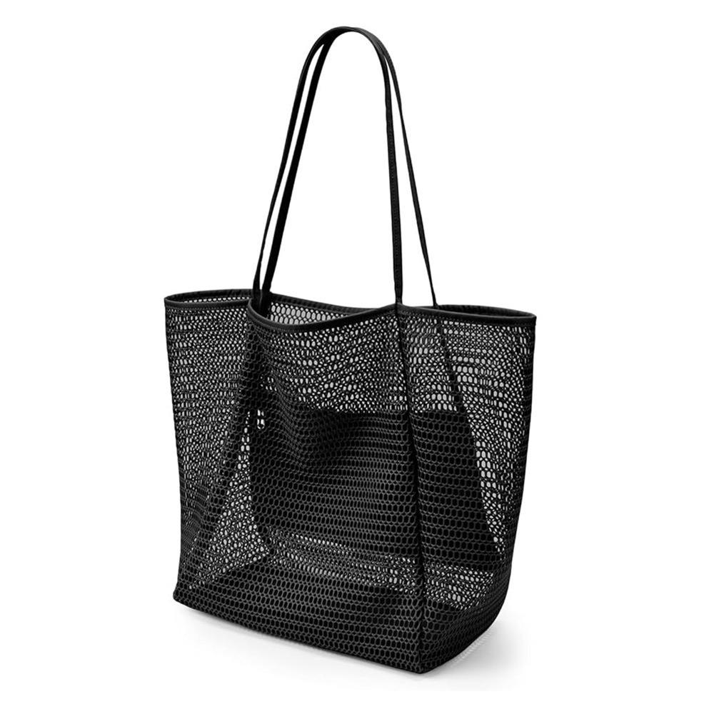 Large Foldable Mesh Beach Shoulder Bag for Outdoor Summer Travel