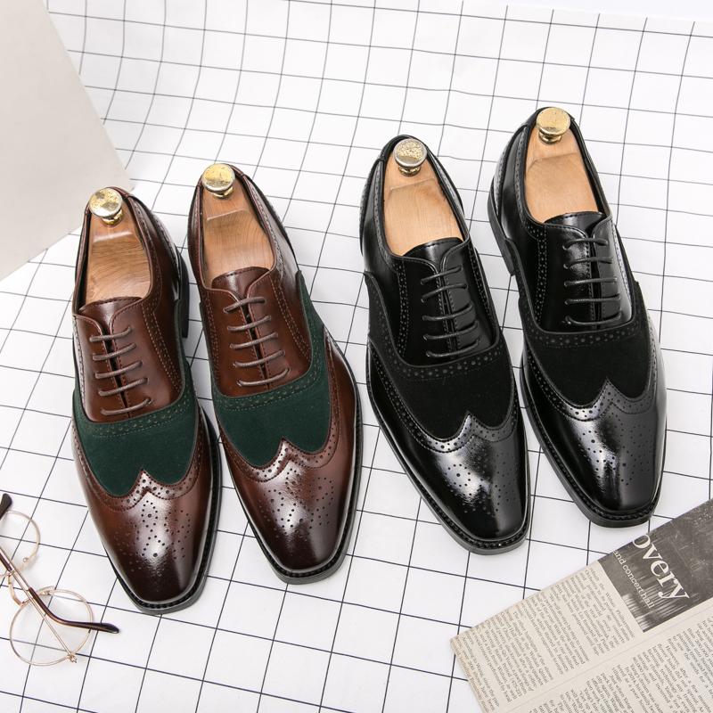 Modă Nou Piele Naturală Bullock Brand de Lux Bărbați Casual Designer Sculptat Vârf Ascuțit Bărbați Italian Nuntă Birou Afaceri Pantofi de Gală