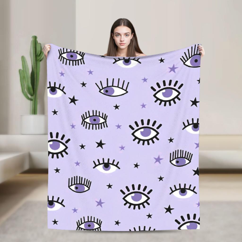 Beauty Eyelash Blanket Cartoon Fuzzy Vintage Warm Throw Blankets for Home Restaurant Decoration