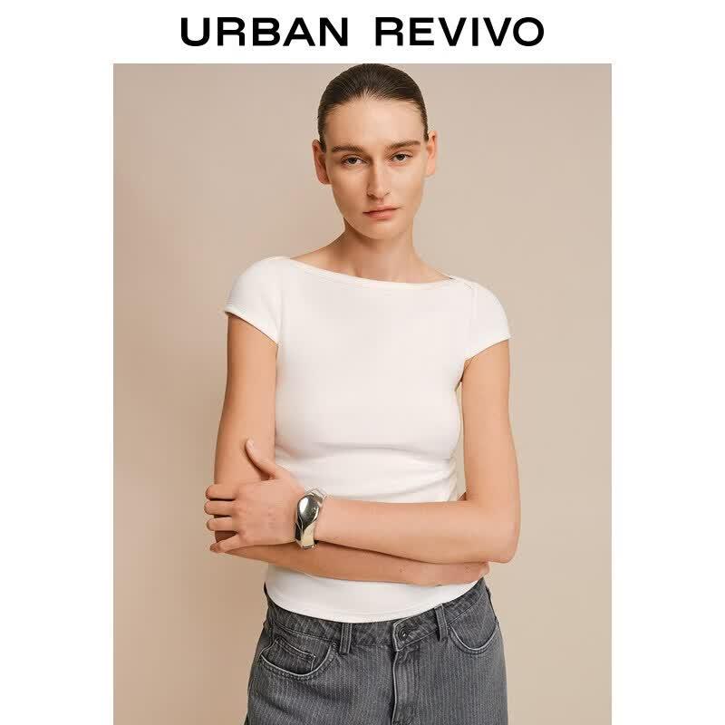 UR Women s Off-Shoulder Pleated Short Sleeve T-Shirt L